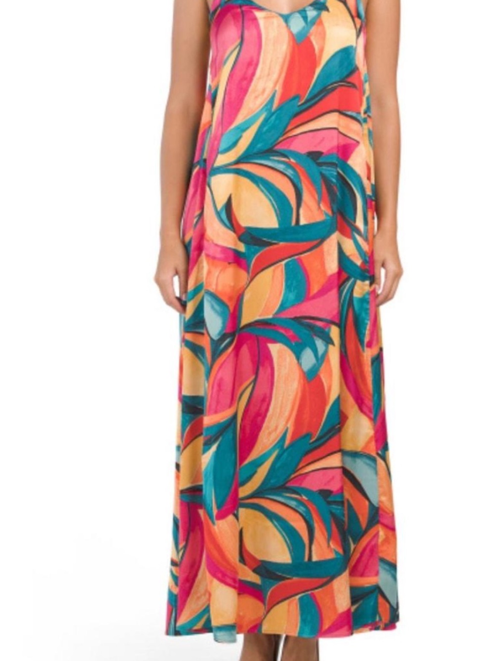 Nicole Miller Multicolor Maxi Dress in Teal, Pink & Orange